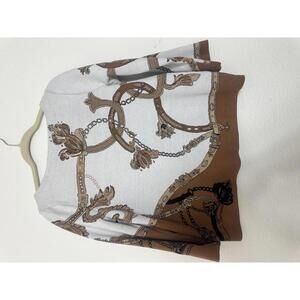 Chico's Women's Sweater with Brown and White Chain Print Size 1P